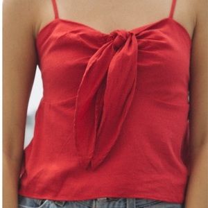 Red brandy Melville tie front tank top.